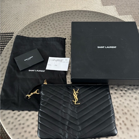 Saint Laurent Black Mini Bag with Gold Logo - Picture 1 of 8